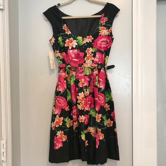 Eliza J Fit & Flare Belted Dress - Picture 5 of 8